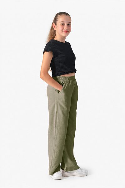 DMB BOYS & GIRLS Girl's Summer Cotton Trousers with Elastic Waist