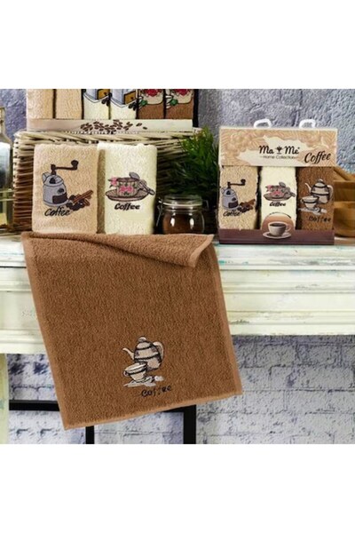 MA & ME Set 3 prosoape de bucătărie, 100% bumbac, 30x50 cm, culoare cafea, cu...