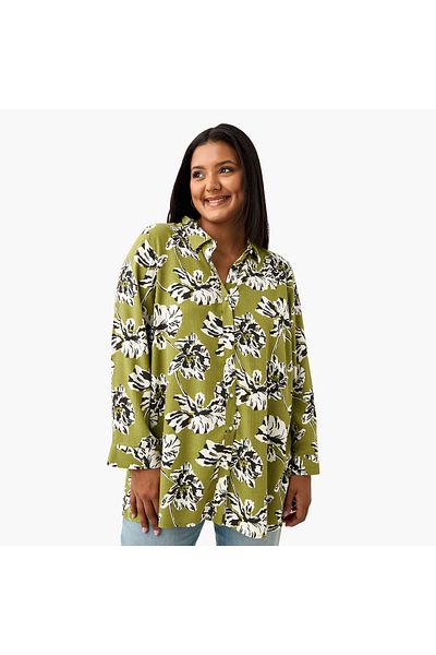 Ulla Popken Plus Size Ulla Popken All-Over Floral Print Shirt