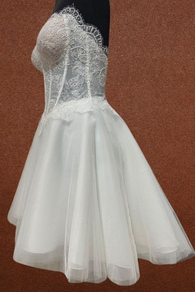 Uretti - Talia 8659 4068 French Lace Detailed Sheer Wedding Dress with Handmade Cording - 40 / 42