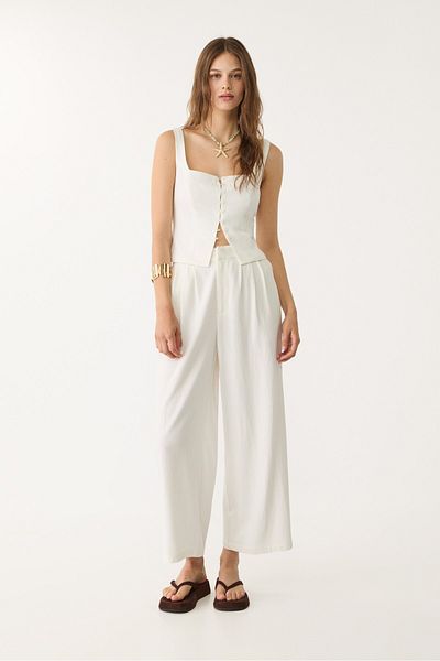 Stradivarius Linen blend darted culottes