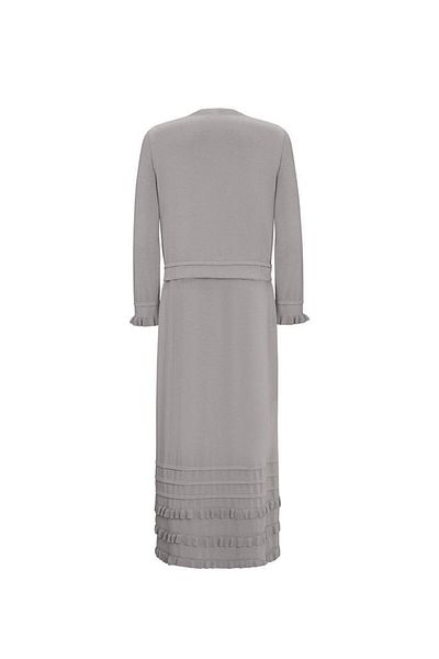 MISS DALIDA Gray Short Knitwear Jacket with Ruffles on the Front T25Y-8008
