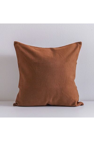 Danube Home Gleam Solid Texture Cushion Cover - Brown - 50x50 cm | Cotton Couch Pillow Cover
