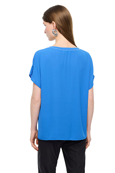 Perspective Saks Amethyst Comfortable Fit V-Neck Blouse