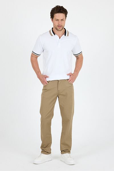 Rodi Men's Regular Fit Gabardine 98% Cotton 2% Elastane Comfortable Casual Classic Straight Cut Trousers 1162