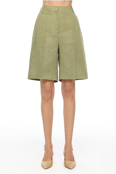 Perspective Σορτς ψηλόμεσο πάνω από το γόνατο Khaki Holas Regular Fit