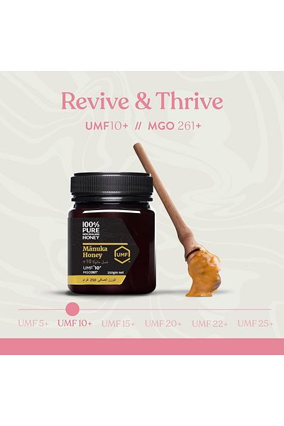 100% Pure New Zealand Honey 100% Manuka Honey UMF 10+ (MGO 261+) Raw Manuka Honey 8.8 Oz Pure New Zealand (250g Bottle) Non-GMO