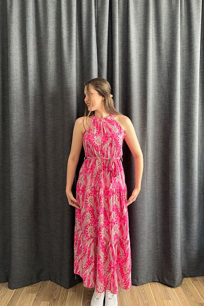Sorridi Patterned Halter Neck Belted Dress