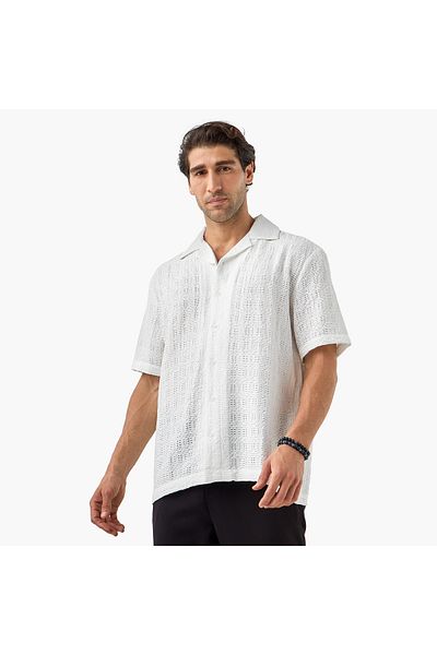 Iconic Iconic Textured Shirt with Short Sleeves