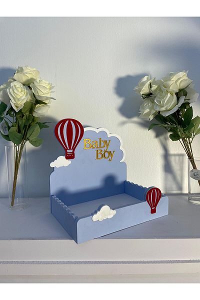 Generica Wooden stand for newborns, blue color, size 30*20*40 cm