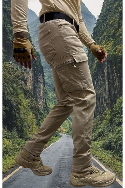 Polviton Men's Cargo Pants Tactical Combat Side Pockets