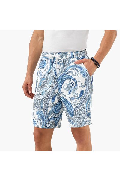 Iconic Paisley Print Shorts with Drawstring Closure and Pockets