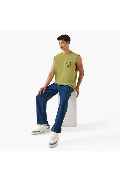 SP Characters Squid Game Print Sleeveless Vest with Crew Neck
