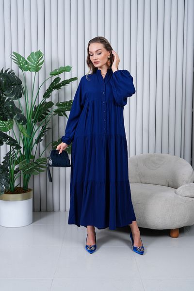 EL jadida Women's Plus Size Hijab Viscose Dress Navy Blue