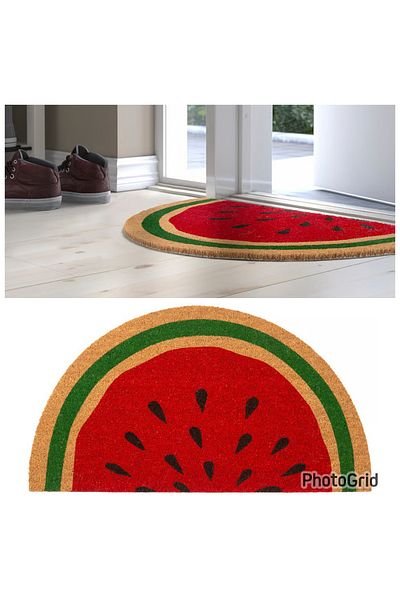 IKEA Hallspar Large Size Semicircle 50X90 cm Watermelon Patterned Anti-Slip Surface Door Front Mat