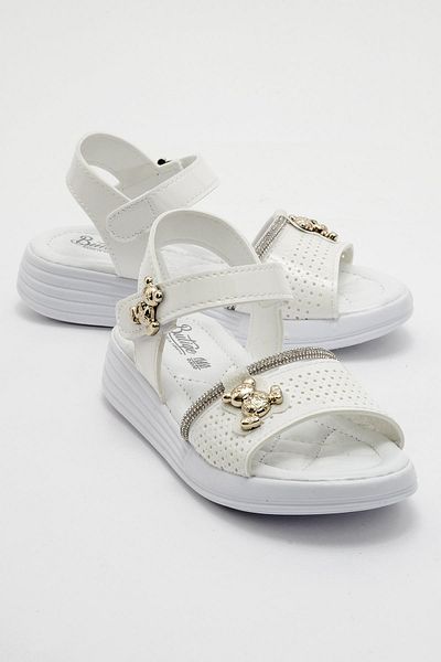 CCWAY AYAKKABI Children's Teddy Bear Stone Sandals White