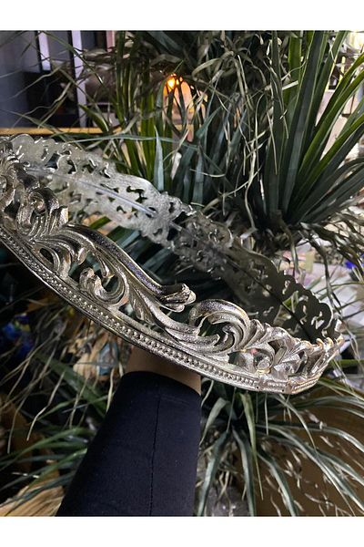 elif aksesuar Metal Casting Mirrored Tray Silver 38*5cm