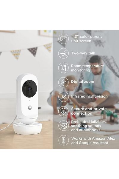 Motorola Baby Monitor, Nursery Ease 44 Connect, With Hubble App And Night Vision, Wi-fi, 4.3 Inches
