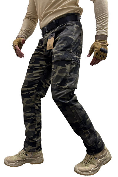 Polviton Men's Cargo Pants Tactical Combat Side Pockets