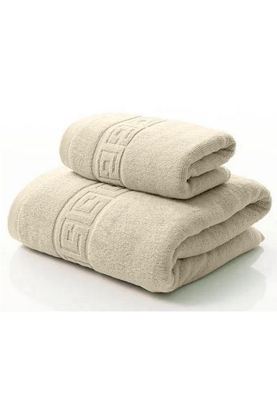 OEM Set 2 Bathroom Towels Cotton, 50x90 cm, 70x140 cm, Cream