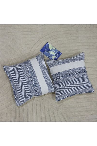 Danube Home Gleam Hand Woven Cushion 50X50Cm White/Blue | 80% Cotton + 20% Other Fibers 811500137897