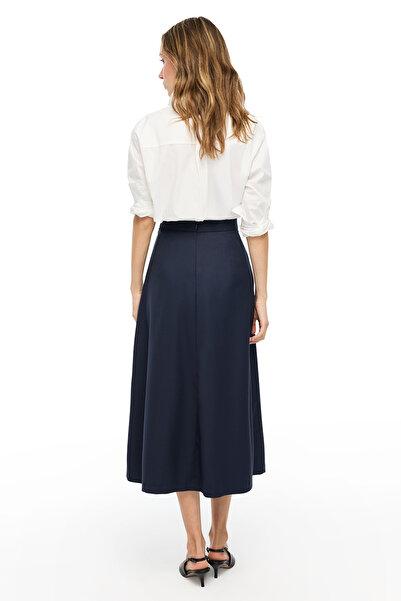 Perspective Lacivert Gemas Regular Fit Yüksek Bel Midi Boy Etek