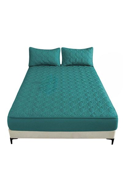 huitich Waterproof Fitted Bedding Topper Set 150 x 200 cm Green