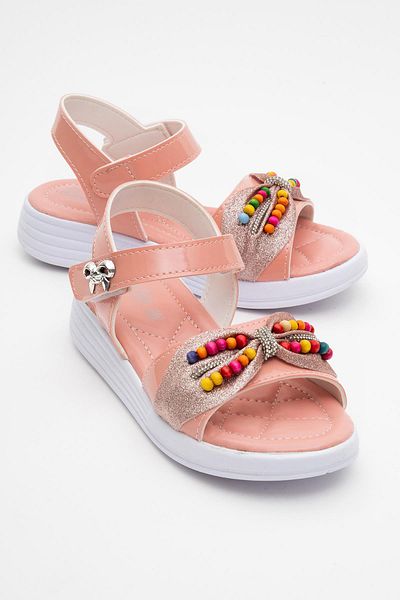 CCWAY AYAKKABI Children's Beaded Sandals 22-25 Powder