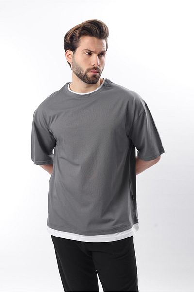 Madmext Ανδρικό μπλουζάκι καπνιστό Oversize 4978