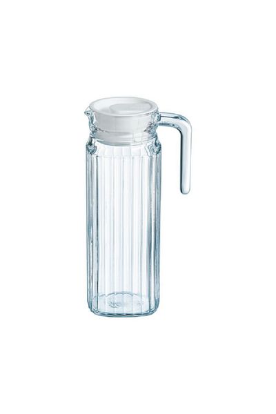 Luminarc Annealed Quadro Dishwasher Safe Glass Jug with Lid Clear 1.1 Liter