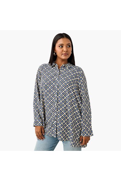 Ulla Popken Plus Size Ulla Popken All-Over Print Shirt