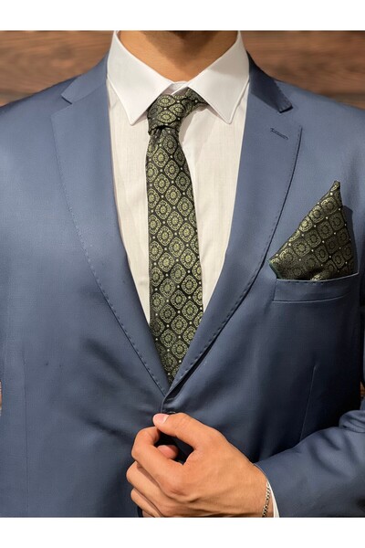 BZN Men's Green Handkerchief Tie