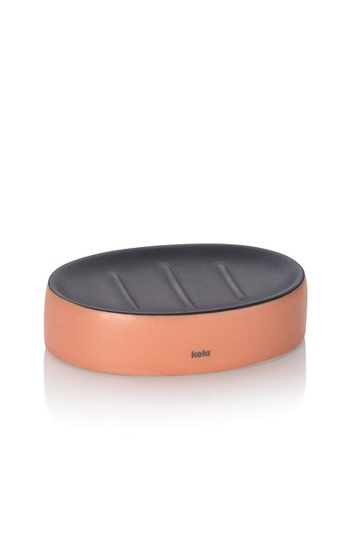 Kela Ceramic soap dish Matsi peach pink 12.5x8.5x3.0cm
