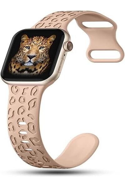 Alstrap Apple Watch 11-10 42mm 6 7 8 9 10 Se Uyumlu 38-40-41mm Leopar Desenli...