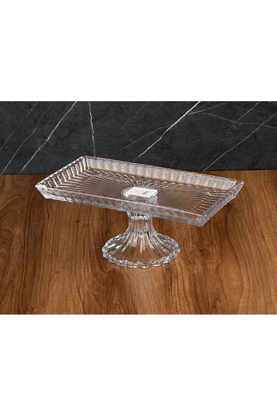 TOHFAT-AL MAIDAH Small rectangular serving plate with a striped base