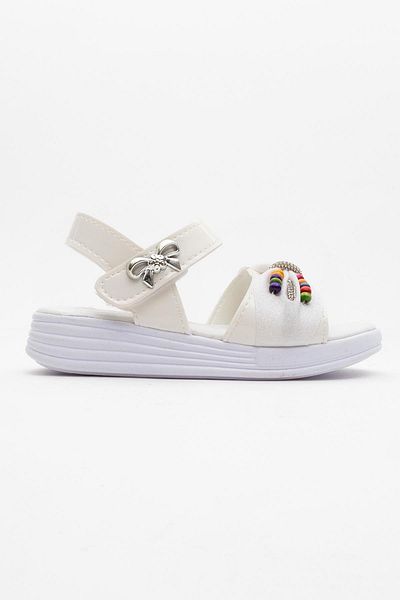 CCWAY AYAKKABI Children's Beaded Sandals White