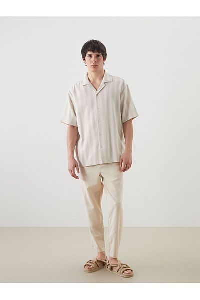 LC Waikiki Xside Comfortable Fit Short Sleeve Striped Dobby Men's Shirt
