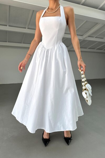 mylove Halter Neck Midi Dress White