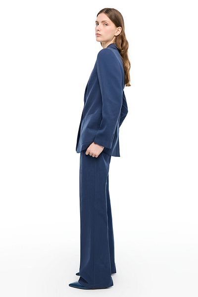 Perspective Navy Blue Loresi Comfortable Fit High Waist Trousers