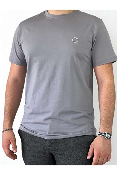 Unisex Regular Fit Bisiklet Yaka %100 Pamuk Kısa Kol Basic Gri Tişört
