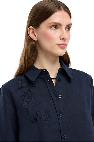 Perspective Синя сорочка з довгими рукавами та зручним кроєм