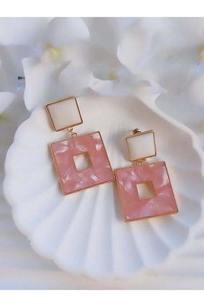 To Be Reborn Steel Enamel Square Model Earrings New Season Trend Models