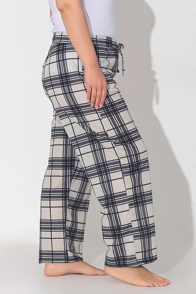 ModaLeaf Γυναικεία Μεγάλο Μέγεθος Λευκό Χρώμα Καρό Μοτίβο Χαλαρή Παντελόνι Σπίτι