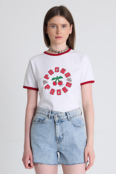 Rays Λευκό εμπριμέ μπλουζάκι με χαλαρή εφαρμογή 6706