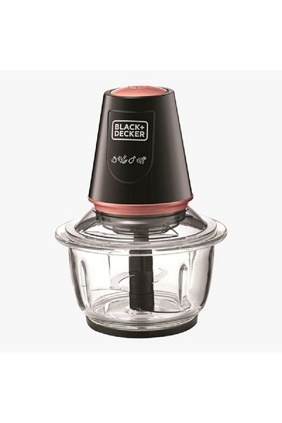 BLACK 400W Multifunctional Vertical Chopper with Glass Bowl Black and Clear