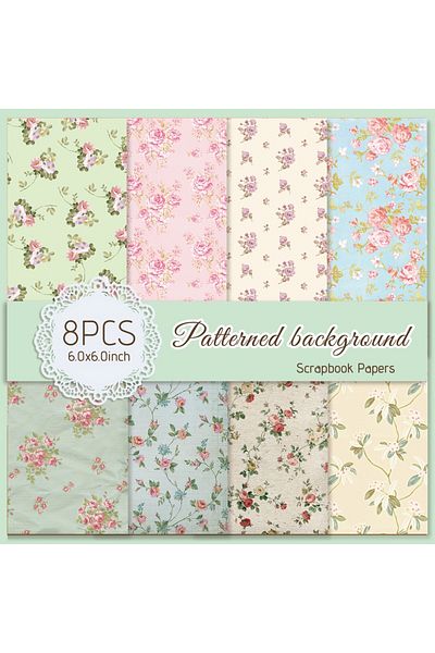 Choice Style1-8 Sheets 8 Sheets Flower Background Scrapbook Paper Pad, Art Craft Pattern Paper For Scrapboo