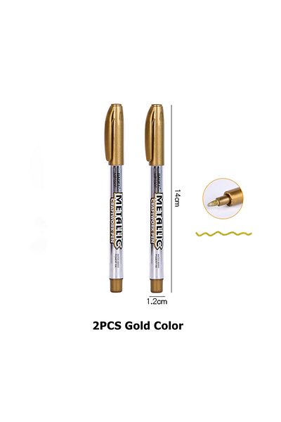 Choice 2PCS Gold Color Metallic Marker Pen Waterproof Permanent Acrylic Gold Silver Color Pen Back to Schoo