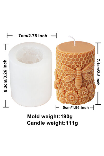 Choice4 قالب عمود النحل 5 قوالب شمعة أسطوانية ثلاثية الأبعاد من السيليكون على...