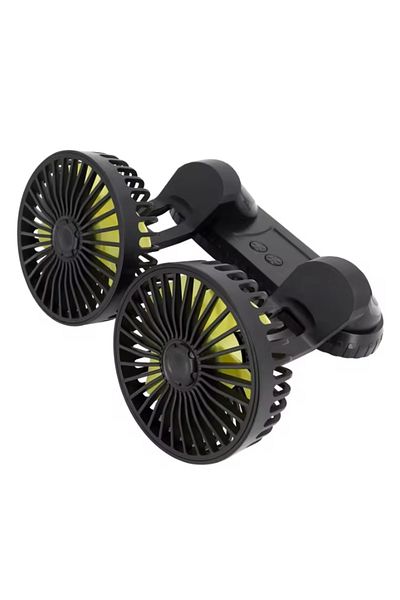K KATHODE Double Car Fan, 360 Degree Rotation, 2 Speeds, 12V, K Cathode