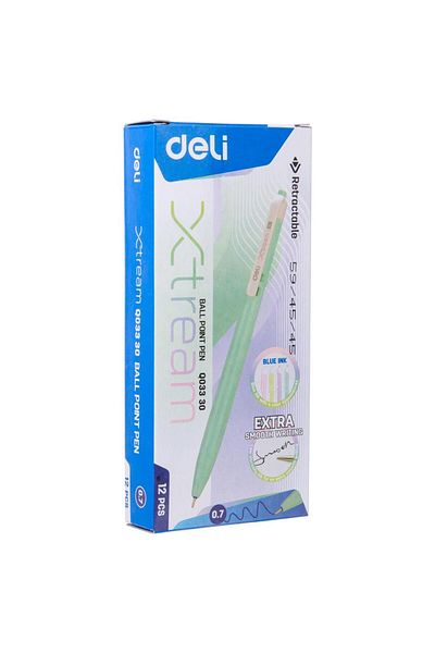 Deli 1BOX(12PCS) DELI Macaron Color Ball Pen 0.7 mm 12Pcs/Box Student Ballpoint Pens Blue Ink Smooth Writ